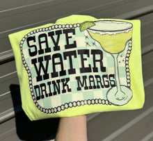 Load image into Gallery viewer, Save water drink margs checker tee or sweatshirt