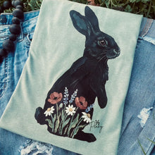Load image into Gallery viewer, Black Bunny (DTF Gildan Softstyle Tee)