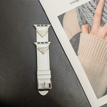Load image into Gallery viewer, Double Triangle Monogram Label Leather Apple Watch Band