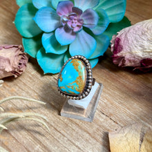Load image into Gallery viewer, MJ Ring - Copper &amp; Sterling Silver Blue Turquoise Adjustable