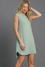 Load image into Gallery viewer, Umgee Round Neck Sleeveless High-Low Curved Hemline Mini Dress