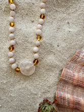 Load image into Gallery viewer, Rose Quartz + Honey Baltic Sea Amber || Rose Quartz Stone Necklace