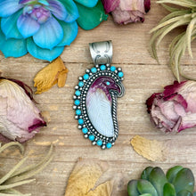 Load image into Gallery viewer, 81 - Sterling Silver Kingman Turquoise &amp; Purple Spiny Oyster Eagle Pendant by Shay Pfeiffer