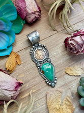 Load image into Gallery viewer, 66 - Sterling Silver Royston Turquoise &amp; Indian Head Penny Pendant by Shay Pfeiffer