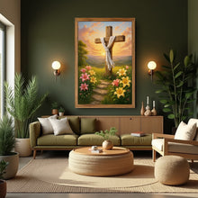 Load image into Gallery viewer, Cross and Flowers Faith Wall Art II