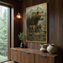 Load image into Gallery viewer, Mother Bear and Cubs Crossing Double Exposure Wall Art