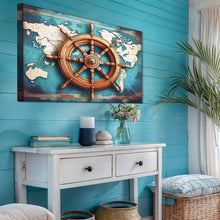 Load image into Gallery viewer, Sailboat Ship Wheel Coastal Wall Art