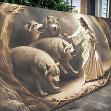 Load image into Gallery viewer, Jesus Protects The Lamb From Wolves Faith Wall Art III