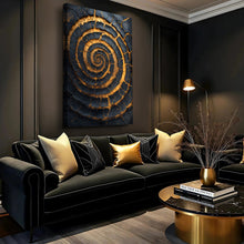 Load image into Gallery viewer, Black and Gold Spiral Wall Art