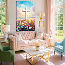Load image into Gallery viewer, Cross Floral Field Faith Wall Art