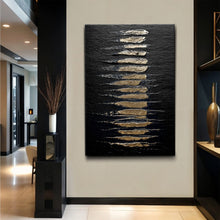 Load image into Gallery viewer, Black And Gold Abstract Minimalist Wall Art