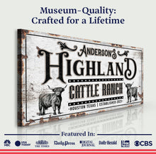 Load image into Gallery viewer, Personalized Highland Cattle Ranch Sign II