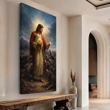 Load image into Gallery viewer, Jesus Protects The Lamb From Wolves Faith Wall Art V