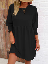 Load image into Gallery viewer, Round Neck Lantern Sleeve Mini Dress