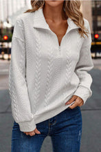 Load image into Gallery viewer, Half Zip Drop Shoulder Long Sleeve Sweatshirt