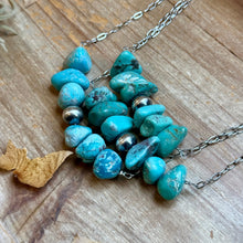 Load image into Gallery viewer, Chunky Turquoise &amp; Sterling Silver Pearl Paperclip Necklace