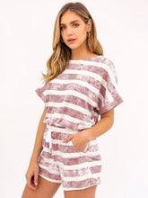 Load image into Gallery viewer, Striped Round Neck Top and Shorts Set