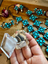 Load image into Gallery viewer, Complete Squash Blossom Set – Kingman Turquoise – Sterling Silver – Navajo Made by Wilson Dawes