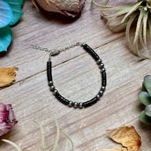 Load image into Gallery viewer, Black Onyx &amp; Sterling Silver Bracelet – 6 1/4"  – 5mm