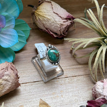 Load image into Gallery viewer, 122 - Sterling Silver Royston Turquoise Medicine Man Eye Stamped Stacking Ring by Jason Ogg
