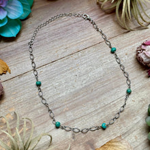 Load image into Gallery viewer, Turquoise Chain Necklace – 14" – Silver Plated