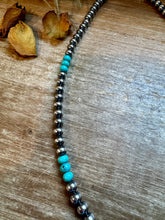 Load image into Gallery viewer, Sterling Silver Pearl &amp; Blue Turquoise Necklace – 19"