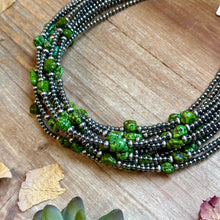 Load image into Gallery viewer, Green Nugget Turquoise &amp; Sterling Silver Pearl Necklace