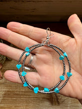 Load image into Gallery viewer, Turquoise Verasite heart hoops