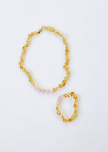 Load image into Gallery viewer, Polished Honey Baltic Amber + Rose Quartz || Necklace