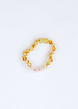 Load image into Gallery viewer, Polished Honey Baltic Amber + Rose Quartz || Anklet or Bracelet