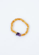 Load image into Gallery viewer, Raw Honey Baltic Amber + Raw Amethyst || Adult Bracelet