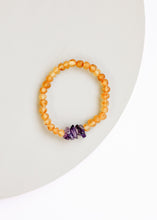 Load image into Gallery viewer, Raw Honey Baltic Amber + Raw Amethyst || Adult Bracelet