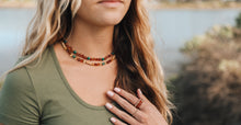 Load image into Gallery viewer, Baltic Sea Amber + Aventurine + Striped Agate || Necklace