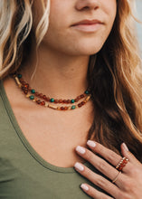 Load image into Gallery viewer, Baltic Sea Amber + Malachite Halo|| Necklace