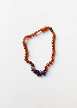 Load image into Gallery viewer, Raw Cognac Baltic Amber + Raw Amethyst || Necklace Set