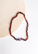 Load image into Gallery viewer, Raw Cognac Baltic Amber + Raw Amethyst || Necklace