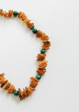 Load image into Gallery viewer, Pet Necklace: Raw Baltic Amber + Natural Green Jade