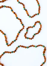 Load image into Gallery viewer, Baltic Sea Amber + Malachite Halo|| Necklace