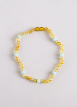 Load image into Gallery viewer, Raw Honey Baltic Amber + Amazonite || Halo Necklace