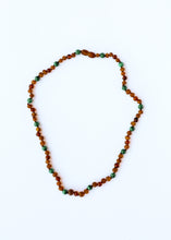 Load image into Gallery viewer, Baltic Sea Amber + Malachite Halo|| Necklace