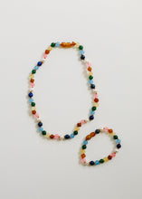 Load image into Gallery viewer, Raw Baltic Amber and Pearl Necklace + Sweet Pink Gemstones
