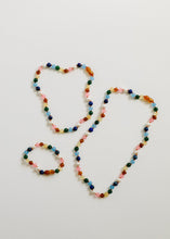 Load image into Gallery viewer, Raw Baltic Amber and Pearl Necklace + Sweet Pink Gemstones