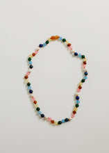 Load image into Gallery viewer, Raw Baltic Amber and Pearl Necklace + Sweet Pink Gemstones