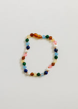 Load image into Gallery viewer, Raw Baltic Amber and Pearl Bracelet + Sweet Pink Gemstones