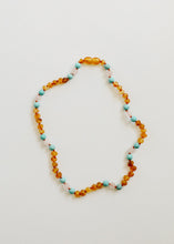 Load image into Gallery viewer, Raw Honey Baltic Amber and Natural Turquoise + Rose Quartz || Necklace