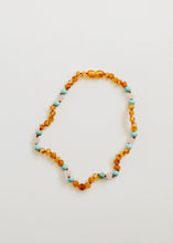 Load image into Gallery viewer, Raw Honey Baltic Amber and Natural Turquoise + Rose Quartz || Necklace