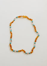 Load image into Gallery viewer, Raw Honey Baltic Amber and Natural Turquoise + Rose Quartz || Necklace