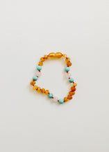 Load image into Gallery viewer, Raw Honey Baltic Amber and Natural Turquoise + Rose Quartz || Anklet or Bracelet