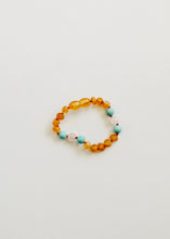 Load image into Gallery viewer, Raw Honey Baltic Amber and Natural Turquoise + Rose Quartz || Anklet or Bracelet
