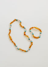 Load image into Gallery viewer, Raw Honey Baltic Amber and Natural Turquoise + Rose Quartz || Anklet or Bracelet